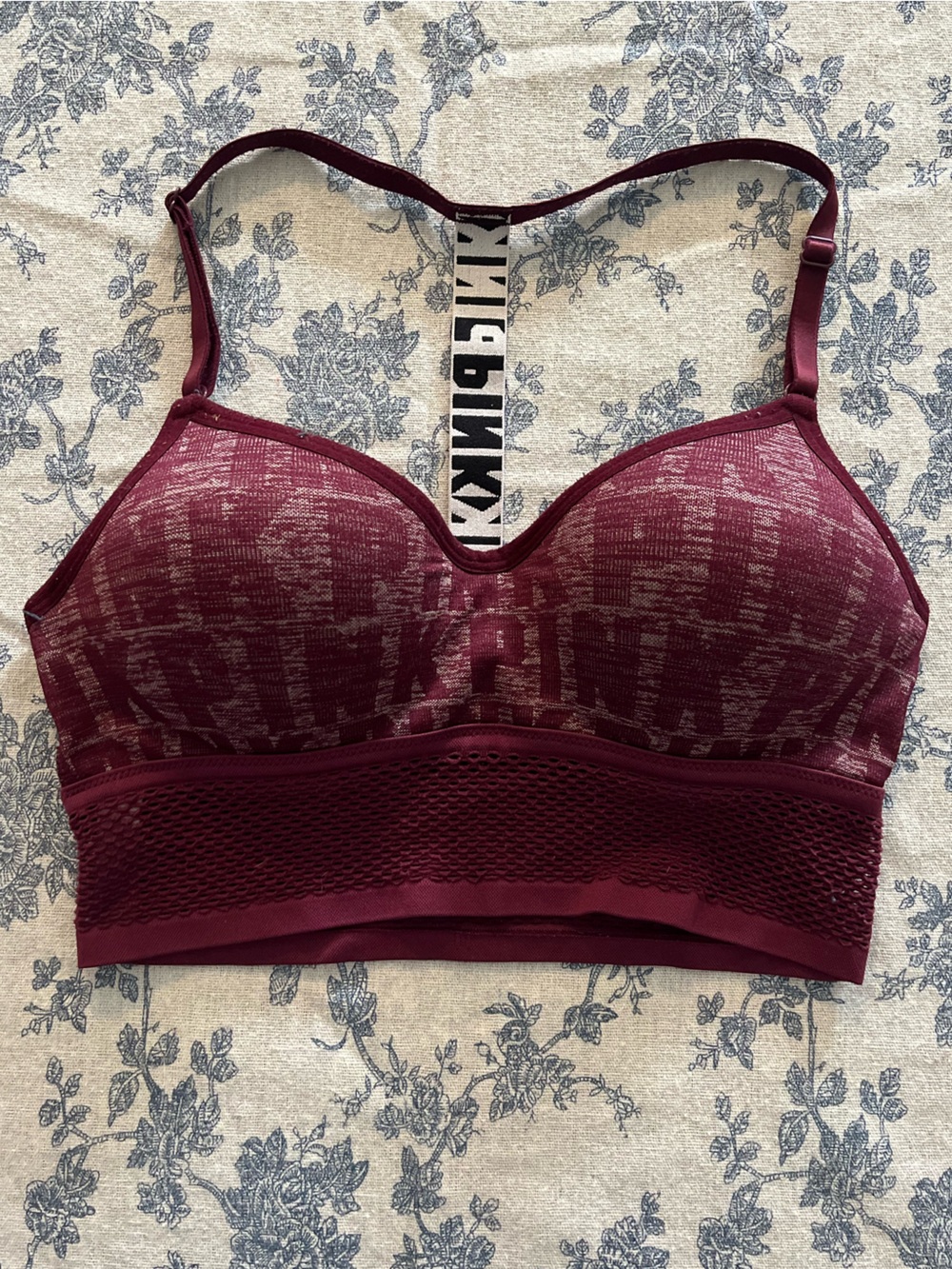 PINK Victoria's Secret Maroon Mesh Sports Bra
